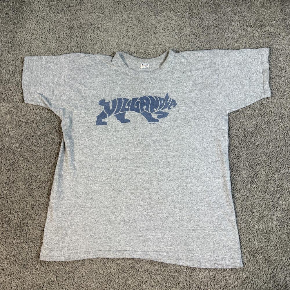 Vintage 80s Villanova Wildcats Shirt Mens XL Gray Blue Champion Short Sleeve